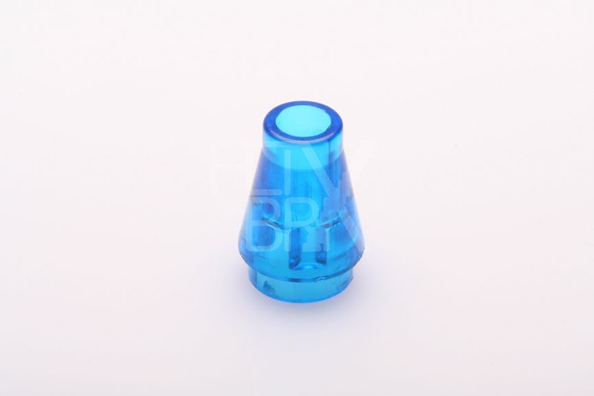 1x1 Kegel ohne Rand/Nut transparent-blau