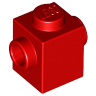 1x1 modifizierter Stein mit 2 Noppen rot