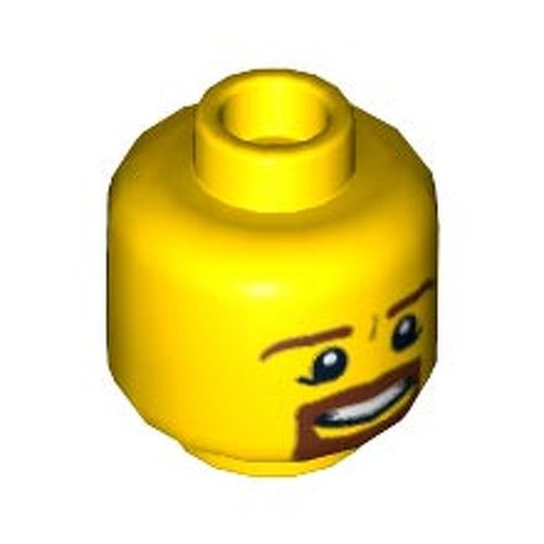 Minifigur Kopf brauner Bart und weissen Pupillen gelb