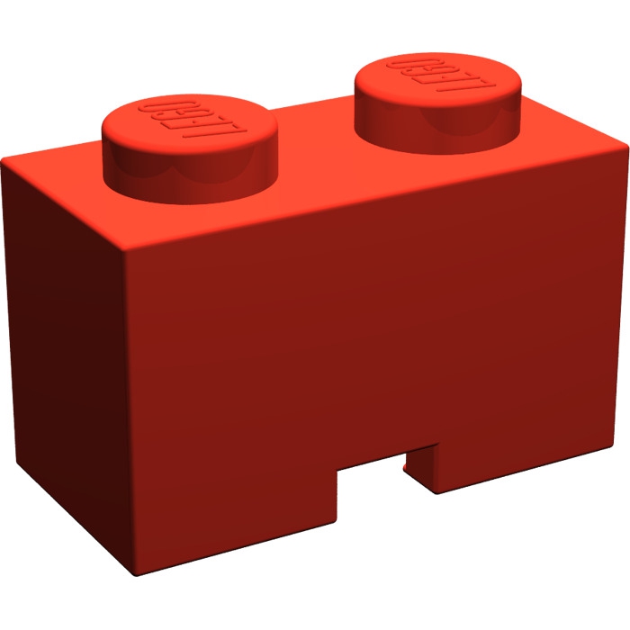 1x2 modifizierter Stein mit Kerbe für Kabel rot