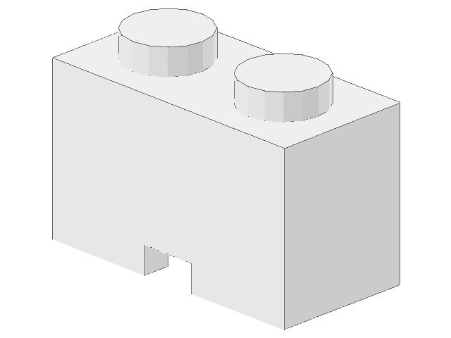 1x2 modifizierter Stein mit Kerbe für Kabel weiss