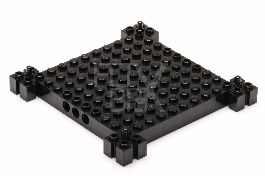 12x12 Stein mit Pin-Löchern ab der Seite schwarz