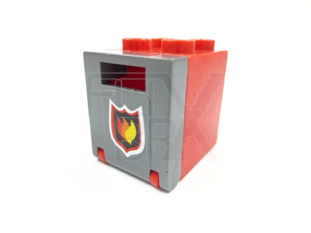2x2x2 Container / Briefkasten mit Klappe bedruckt Feuerwehr rot