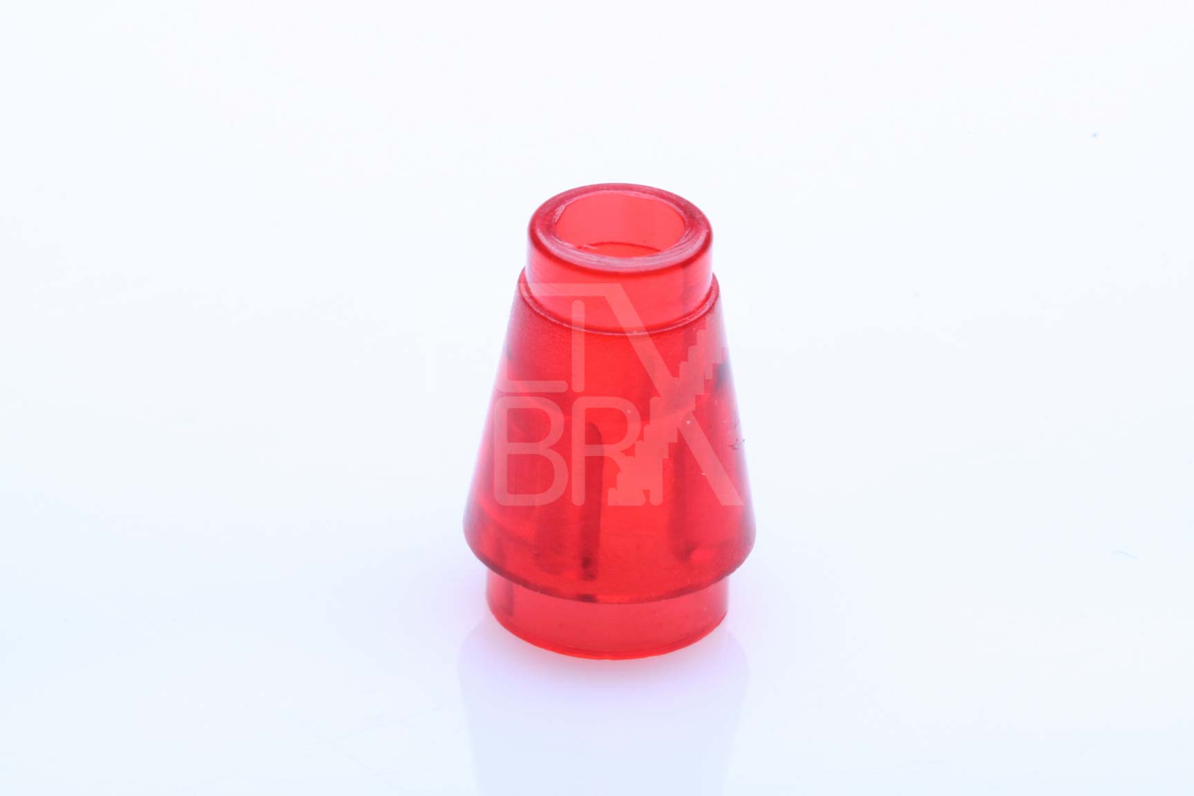 1x1 Kegel mit Rand/Nut transparent-rot