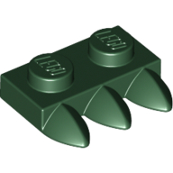1x2 Platte mit 3 Zähnen dunkelgrün