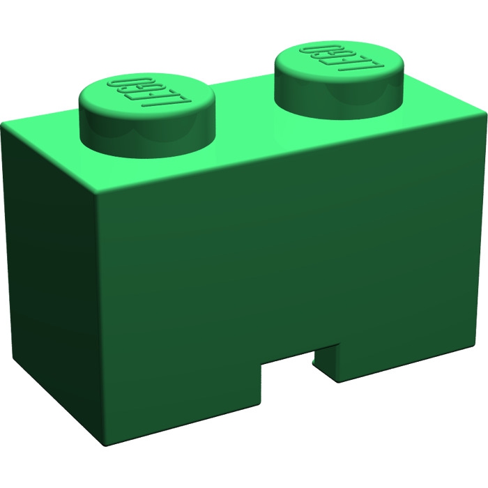1x2 modifizierter Stein mit Kerbe für Kabel grün