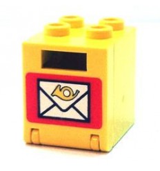 2x2x2 Container / Briefkasten mit Klappe bedruckt gelb