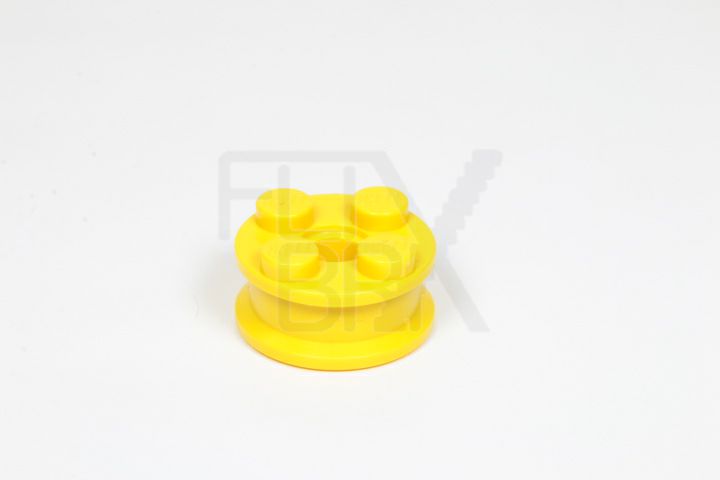 2x2 Felge mit 4 Noppen und Pin-Loch  gelb