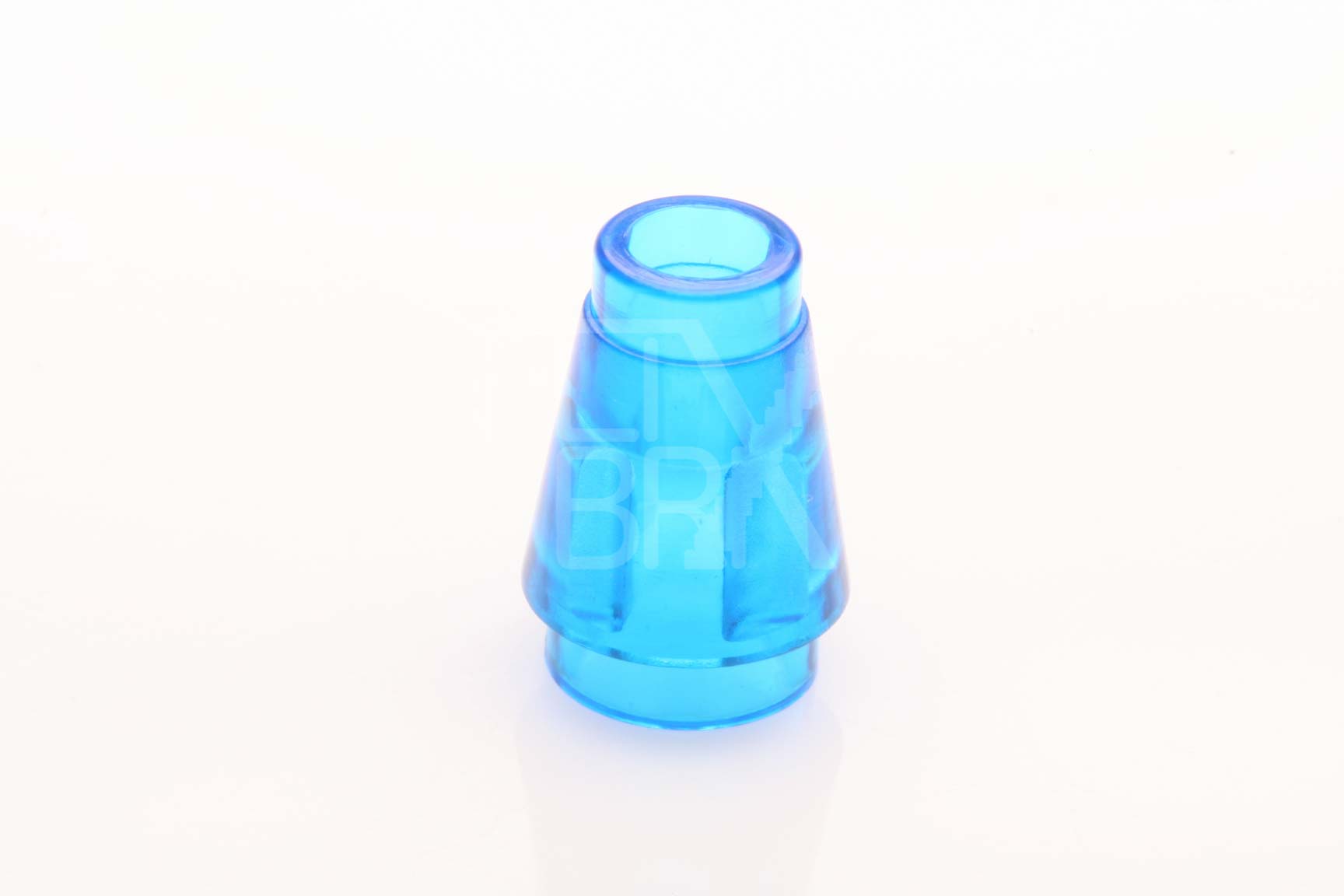 1x1 Kegel mit Rand/Nut transparent-blau